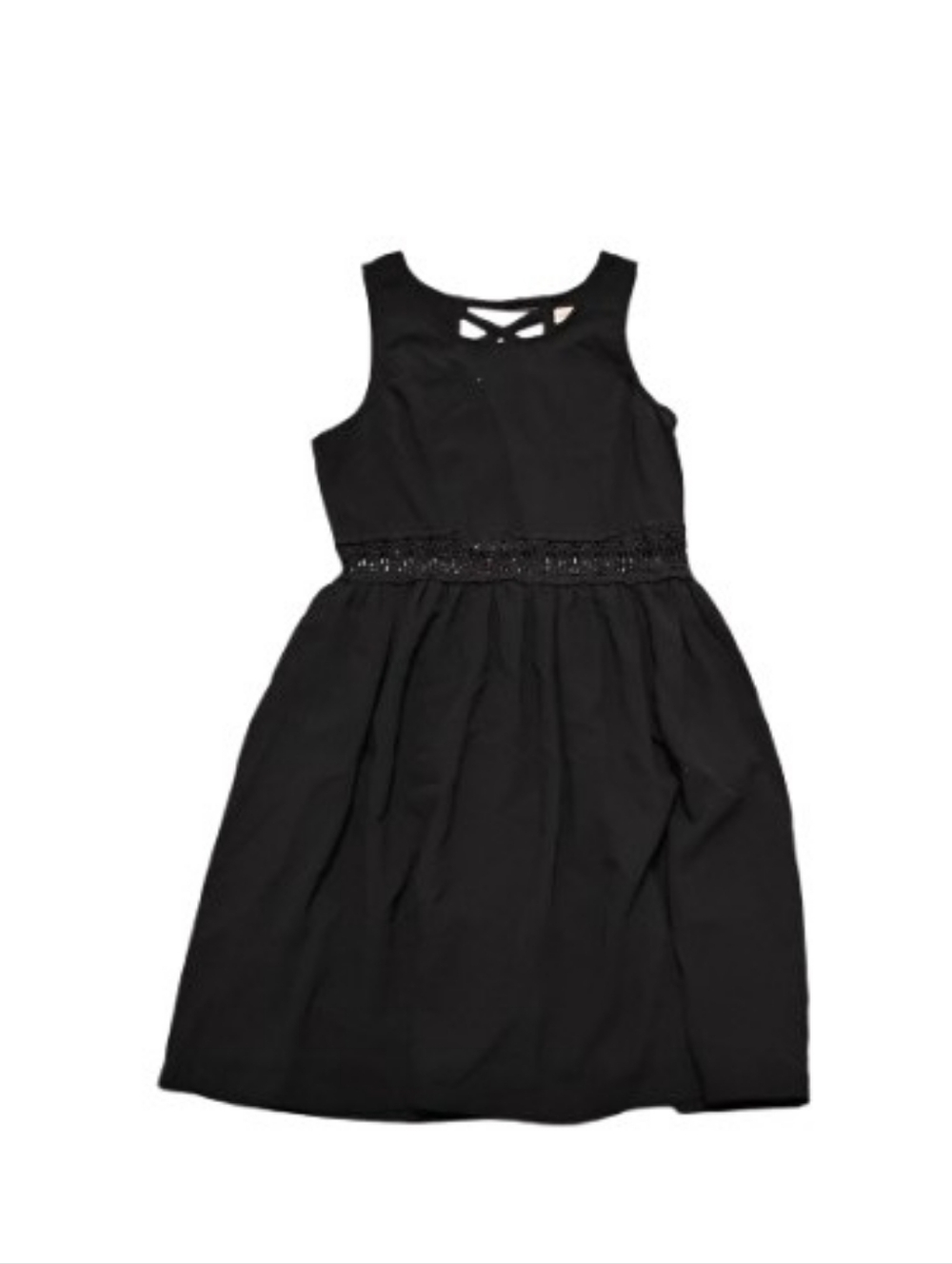 Altar'd State Black Sleeveless Faux Lace Up Back Fit Flare Dress Sz L